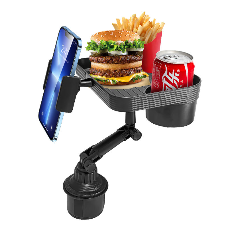 Aodiv 401-306 Car Drink Cup Support Tray and Phone Holder - 360° Rotatable Adjustable Height Univers